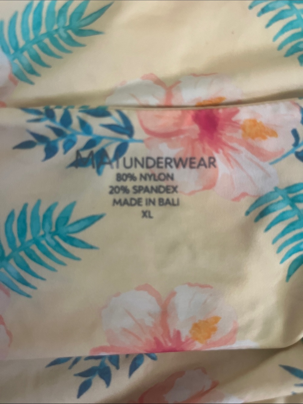 Women’s Floral One-Piece Swimsuit - Cream with Pink & Teal Floral Print - Picture 3 of 3